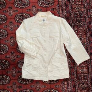 Linea Luis Dell'Olio XS White Animal Pattern Cotton/Poly Safari‎ Look Blazer